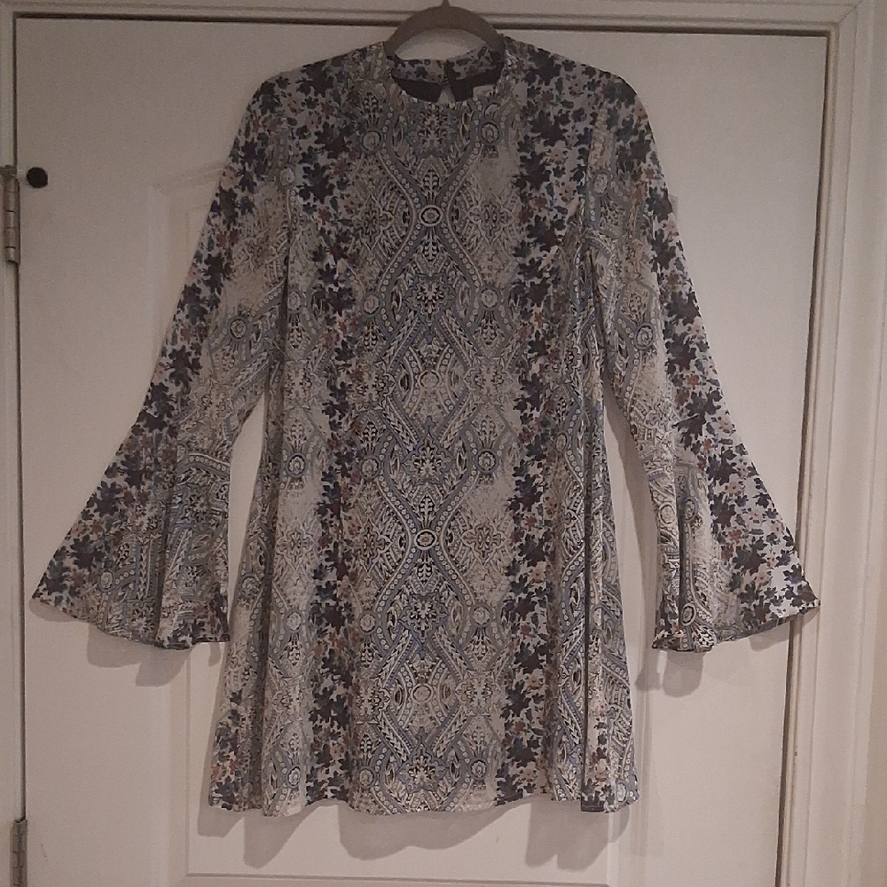 Speechless Blue and Cream Floral Dress